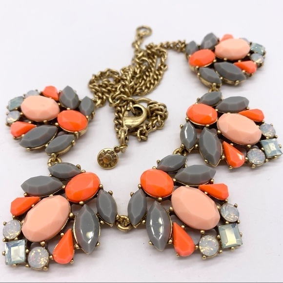 J. Crew Gray & Orange Jeweled Necklace - Picture 2 of 4